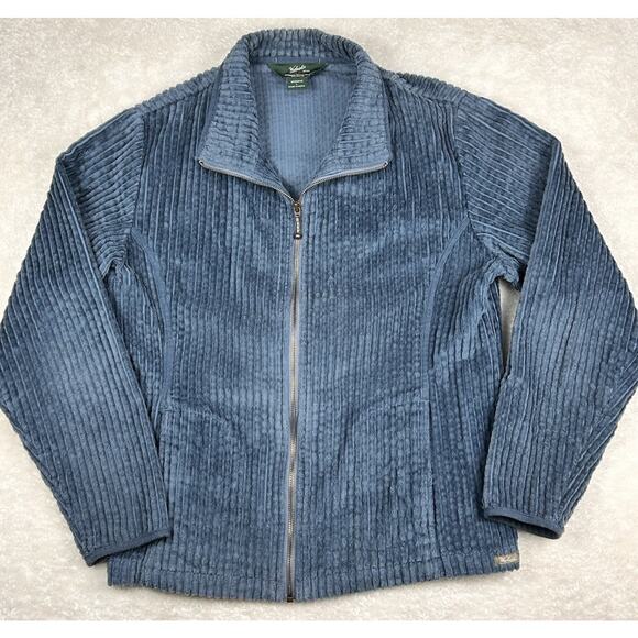 LL Bean Jacket Womens L Dark Blueberry Corduroy Wide Wale Barn Chore Full Zip - Picture 1 of 7